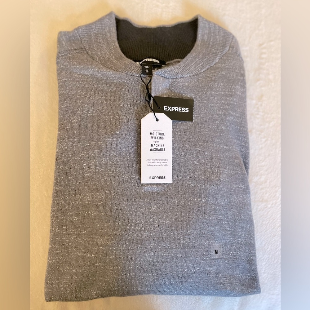 Express Men’s Two Button Sweater, Color Gray Size Medium, NWT